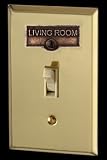 Living Room, Switchplates Antique Solid Brass, 1 11/16 in. W LIVING ROOM Switch Tag Antique Br.
