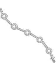 Sterling Silver CZ Bar/Circle Bracelet - 7 Inch