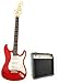 39 Inch Transparent Red Electric Guitar Beginner Kit with 10 Watt Amp
