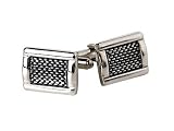  : Hip Textured Black & Silver Beveled Cufflinks with Presentation Box