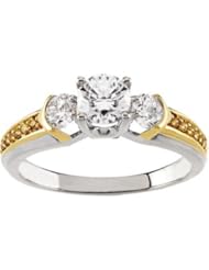 1/2 ct tw Yellow & White Diamond Semi-Set 3 Stone Ring