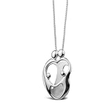 Sterling Silver Loving Family� Heart Necklace Valentines Day Gift - Parents and 2 Children ~ Loving Family