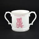 Teddy Loving Cup - Pink. Can be personalised with up to 50 characters/letters