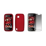 Nokia Nuron - Premium Red Soft Silicone Gel Skin Cover Case + Crystal Clear ....