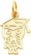 10K Yellow Gold Graduation Owl Charm