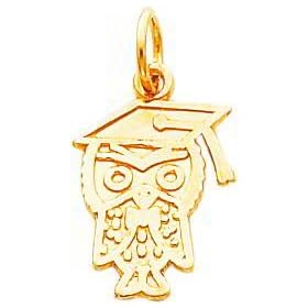 10K Yellow Gold Graduation Owl Charm