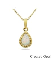 Tiara Collection Gold Plated Created Opal Pear Necklace