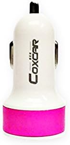 Coxcar Dual USB Car Adapter with INTELLIGENT Smart Charge Compact Bullet Universal 2 USB Car Charger 2.1A Fast Charge for Cell Phones, Navigators, Cameras, Laptops and Most Devices (Pink)