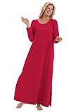 Woman Within Plus Size Satin Trimmed Tagless Gown By Dreams &Amp; Co (Classic Red,L)