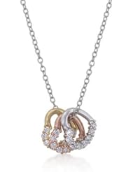 Three Toned Hearts Cluster Necklace
