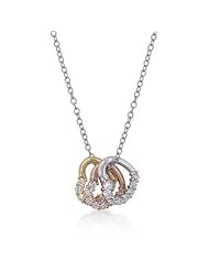 Alexander James White Gold Rhodium 14k Gold and Rose Gold Bonded Cluster of Hearts Necklace with Accents in a Rose Gold Gold and Silvertone L x W x H