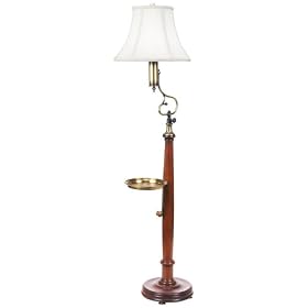 Bristol Mahogany Wood Brass Tray Adjustable Floor Lamp by Frederick Cooper