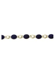 7" 14K Yellow Gold Genuine Lapis Lazuli Oval Shaped Bezel Set Bracelet