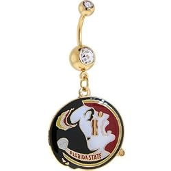NCAA Florida State Seminoles Double Crystalline Gem Gold Belly Ring