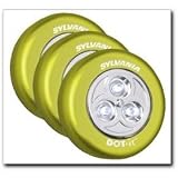 Sylvania Dot-It Self-Adhesive Bright White LED Light, Lime Green, 3-PACK