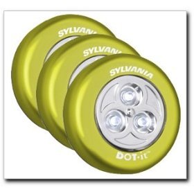Sylvania - Dot-It Self-Adhesive Bright White LED Light, Lime Green, 3-PACK (33803-3) by Sylvania