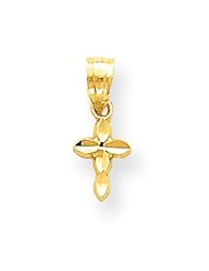 10k Yellow Gold Polished Cross Charm - Religious Jewelry