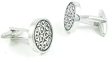 1 Pairs Cufflinks Cuff Links Fashion Mens Boys Jewelry Wedding Party Favors Gift PVX051 Silver Black Royal Pattern