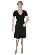 Christmas Gift-Womens Black Embroidered V-neck Cotton Dress