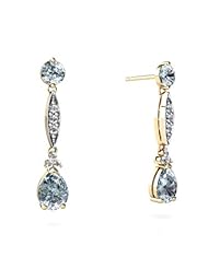Genuine Aquamarine 14kt Yellow Gold Dangle Drop Earrings