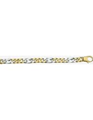 8mm Fancy Two Tone Gold Link Bracelet 9"