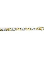 8mm Fancy Two Tone Gold Link Bracelet 8"