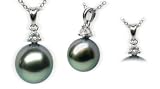 18K white gold Novia Black Tahitian cultured pearl and diamond pendant