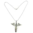 Handmade Unisex Sterling Silver and Multi Gmstone Pendant with Chain 2.5 inches