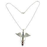 Handmade Unisex Sterling Silver and Multi Gmstone Pendant with Chain 2.5 inches