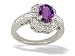 14K White Gold Genuine Oval Amethyst and Diamond Ring