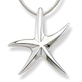 Plain solid star fish Sterling Silver Pendant. Comes with a 16" Sterling Silver Necklace