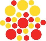 Set of 90 - Red / Yellow Circles Polka Dots Vinyl Wall Graphic Decals Stickers