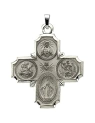 Clevereves 14K White Gold 30.00X29.00 mm 4-Way Cross Medal