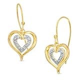 Diamond Accent Heart-Shaped Dangle Earrings in 18K Gold-Plated Sterling Silver SOLD ORDER