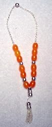 Worry Beads - Komboloi, Orange with Silver