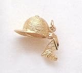 14kt Yellow Gold Riding Hat Charm(Opens). 3-Dimensional