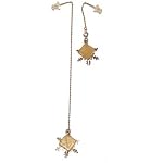 Calcite Earrings 09 Dangle Snowflake Orange Silver Crystal Healing Asymmetrical