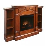 Southern Enterprises - Sussex Braid Brown Mahogany Electric Fireplace w/Bookcases - FA8567BE
