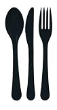 Black Premium Plastic Fork, Spoon and Knife Set 24 Pack