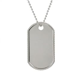 Stainless Steel Coin Edged Engravable Dog Tag Pendant - 20 inches