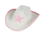 Country Girls White Pink Cowboy Stetson Hat Sequin Star by Block Buster Costumes