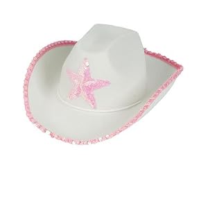 Country Girls White Pink Cowboy Stetson Hat Sequin Star by Stetson Hats
