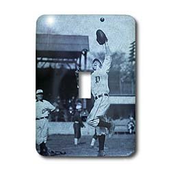 Scenes from the Past Magic Lantern Slides - Vintage Detroit Tigers Making the Catch Black and White 2 - Light Switch Covers - single toggle switch