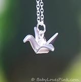 Origami Crane Crystal Necklace