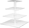Utenlid 4-Tier Square Stacked Party Cupcake and Dessert Tower - Clear Acrylic Cake Stand