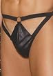 Leather Thong With Cut Out Front (Black;Men's Plus Size)