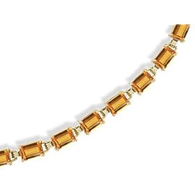 14K Yellow Gold Genuine Emerald-cut Citrine Bracelet by Jewels For Me