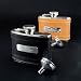 Black / Tan Leather Hip Flask - Personalised Black, Black