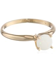 10k Gold 6mm Round Opal Gemstone Solitaire Ring (0.55 ct)