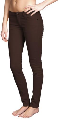 Women's Brushed Cotton Tapered Stretch Jeans : Emperial by Gazoz Brown 3